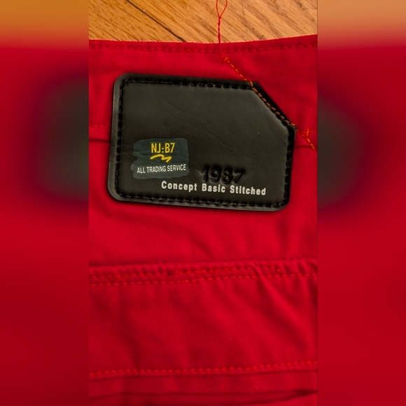 Vibrant Red Women's Jean Like Pants - Picture 6 of 7